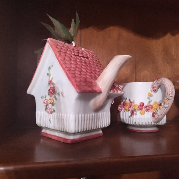Figural Teapot and 2cups a Country Roses/ROYAL ALBERT Vintage - Picture 3 of 4